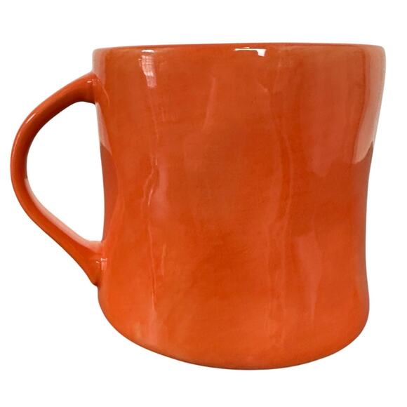 Anthropologie Hand Painted Orange Monogram Letter H Ceramic Coffee Mug Cup - Picture 3 of 8